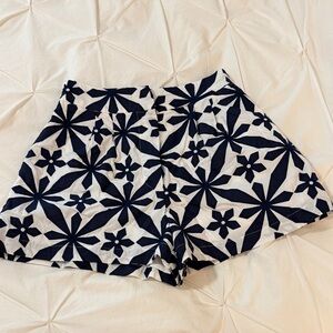 Skies Are Blue High Waist Black and White Floral Shorts